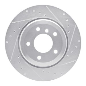 BMW 330i Brake Rotor (1) - Rear Right - R1 Concepts - Drilled & Slotted - Silver - `01-`06